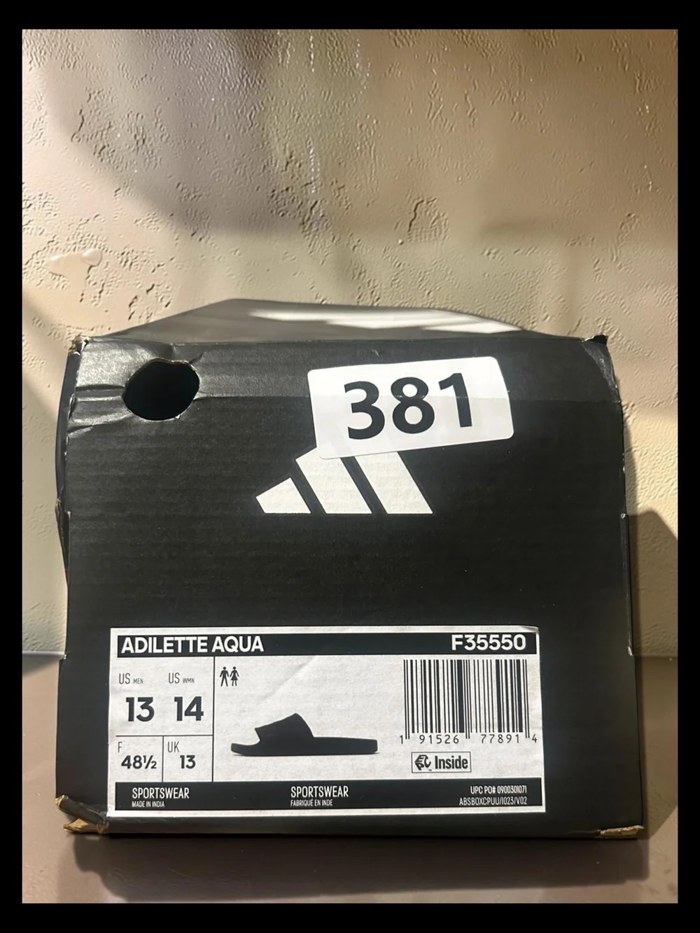 adidas Men's Black Slide Sandals with Textured Strap